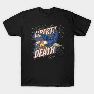 Cool eagle flying with red white blue and Liberty or Death T-Shirt